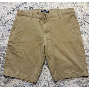 U.S. Polo Assn. Mens Khaki Stretch Shorts 36 Cotton Beige Chino 10" Inseam